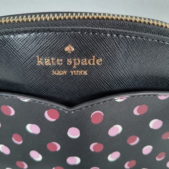 Kate Spade Womens Payton Dome Crossbody Fiesta Zip Polka Dots Bag Black Small - Picture 2 of 9
